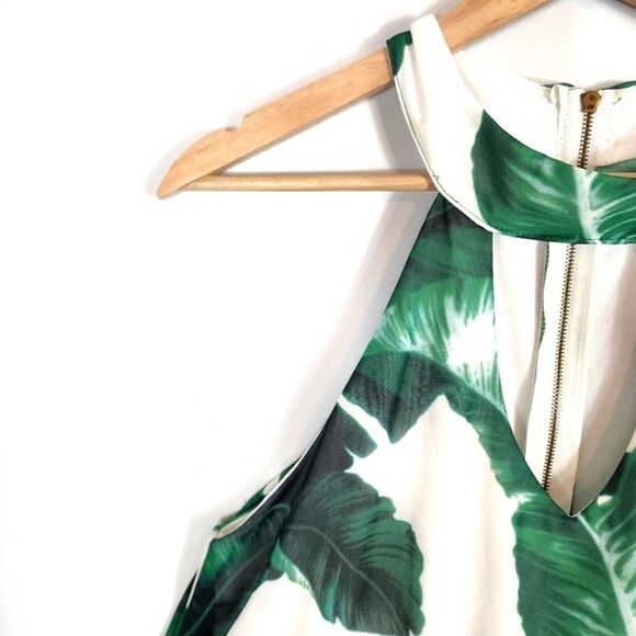 ANTHROPOLGIE Judith March Tropical Leaves Palm Cut Out Halter Romper Size Small - Picture 6 of 11
